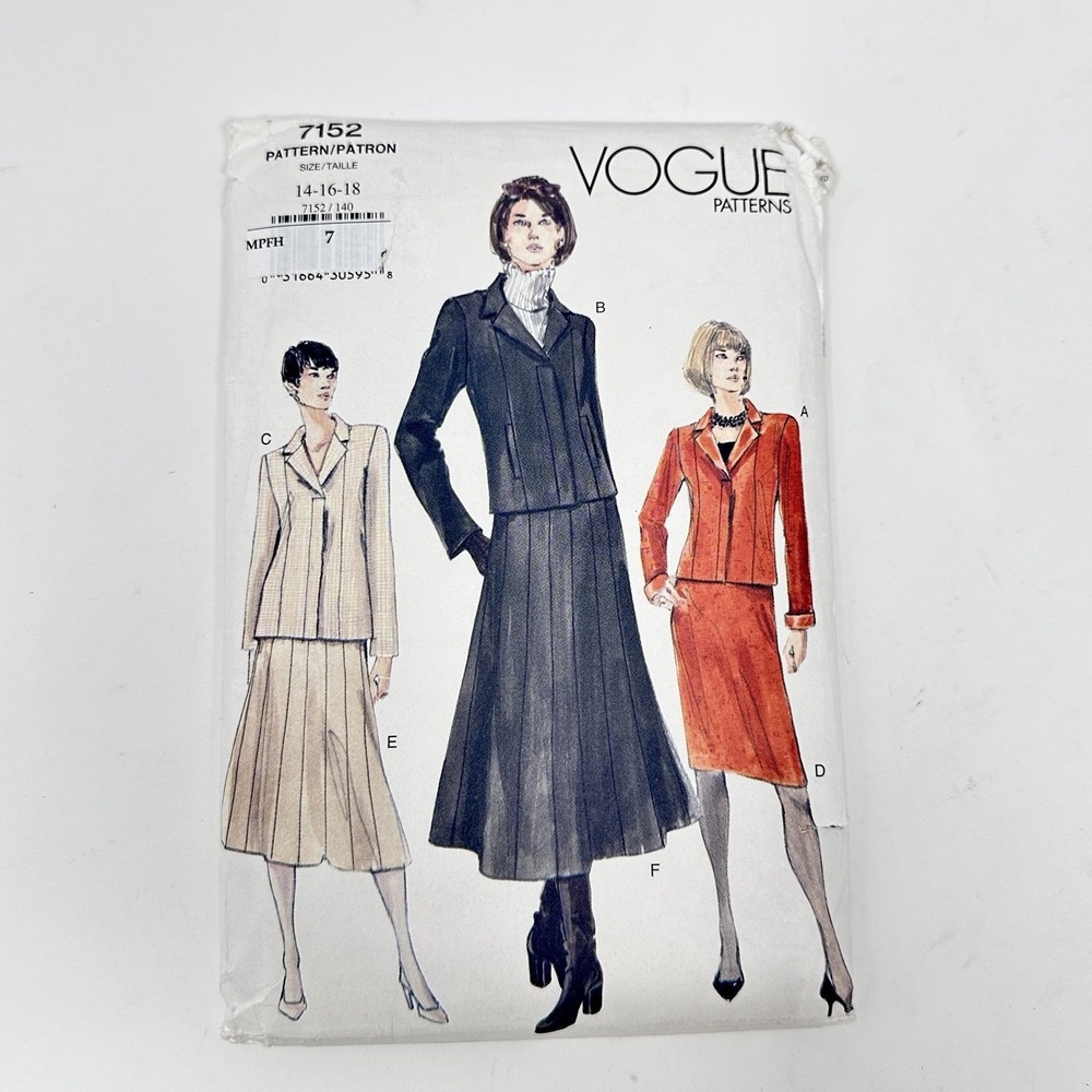 Vintage VOGUE Sewing Pattern 7152 Women's Skirts Blazers Size 14-18